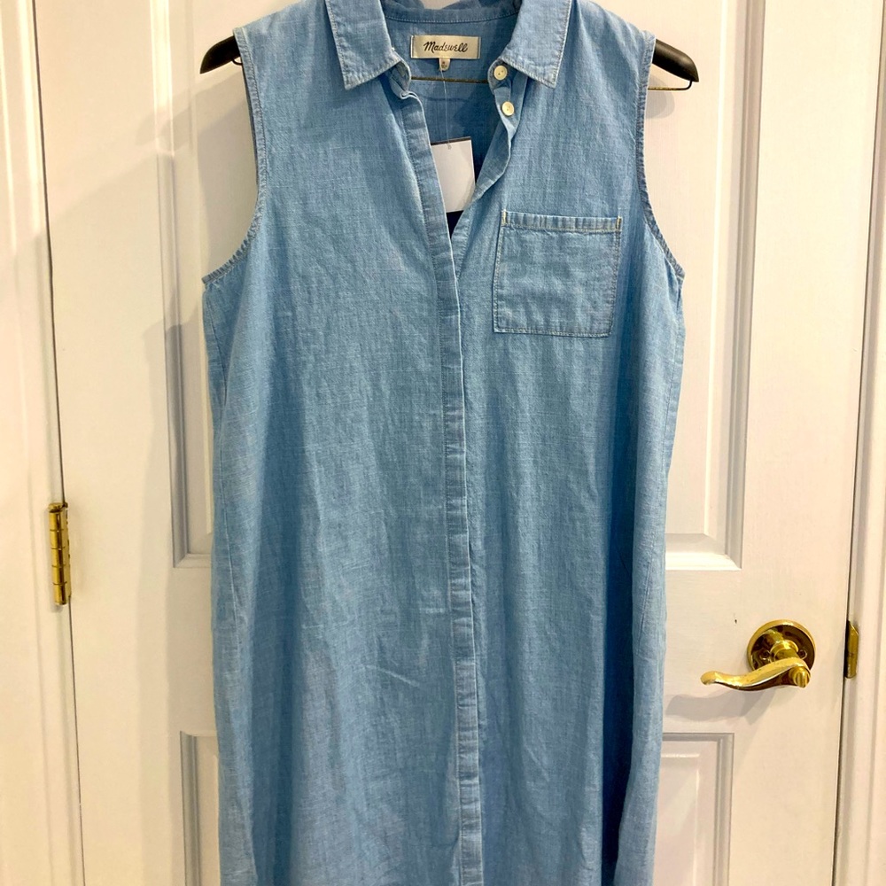 Madewell chambray sleeveless shirt dress medium